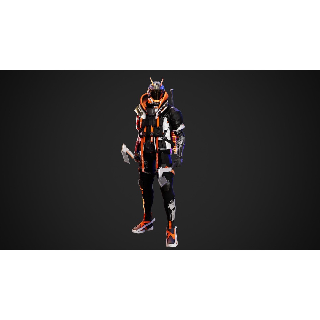 Cyberpunk Axion Robot 3D Model – Low Poly PBR Game Asset, FBX - View 10