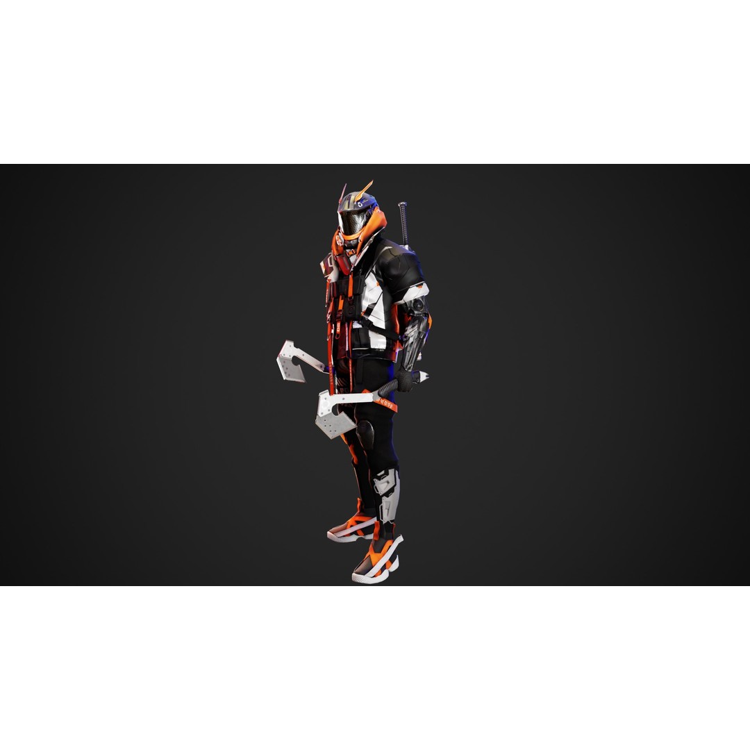 Cyberpunk Axion Robot 3D Model – Low Poly PBR Game Asset, FBX - View 11