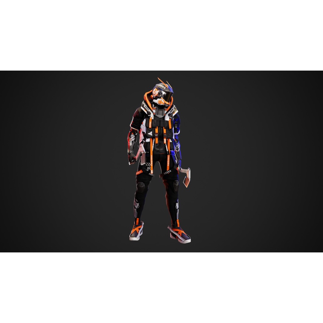 Cyberpunk Axion Robot 3D Model – Low Poly PBR Game Asset, FBX - View 12