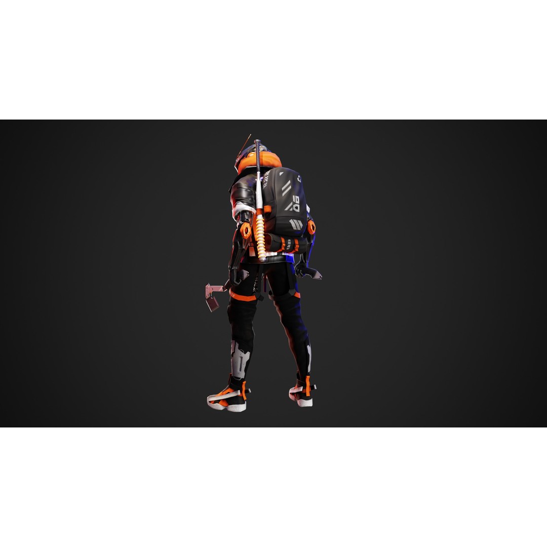 Cyberpunk Axion Robot 3D Model – Low Poly PBR Game Asset, FBX - View 13