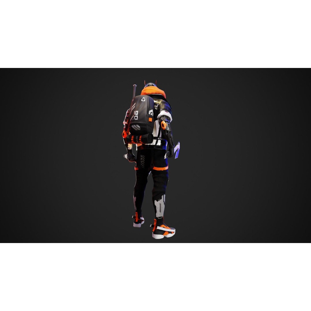 Cyberpunk Axion Robot 3D Model – Low Poly PBR Game Asset, FBX - View 14