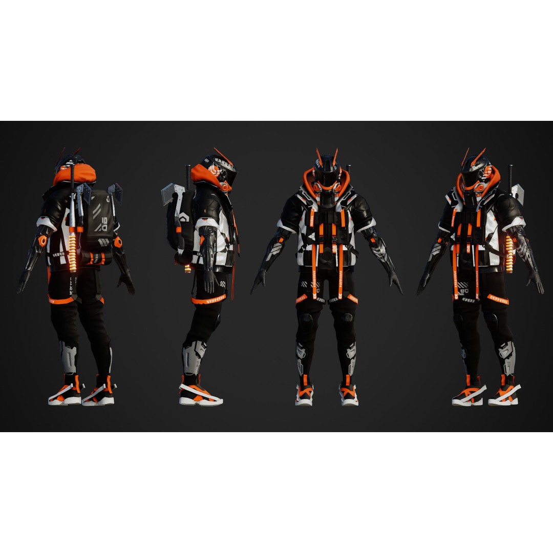 Cyberpunk Axion Robot 3D Model – Low Poly PBR Game Asset, FBX - View 16