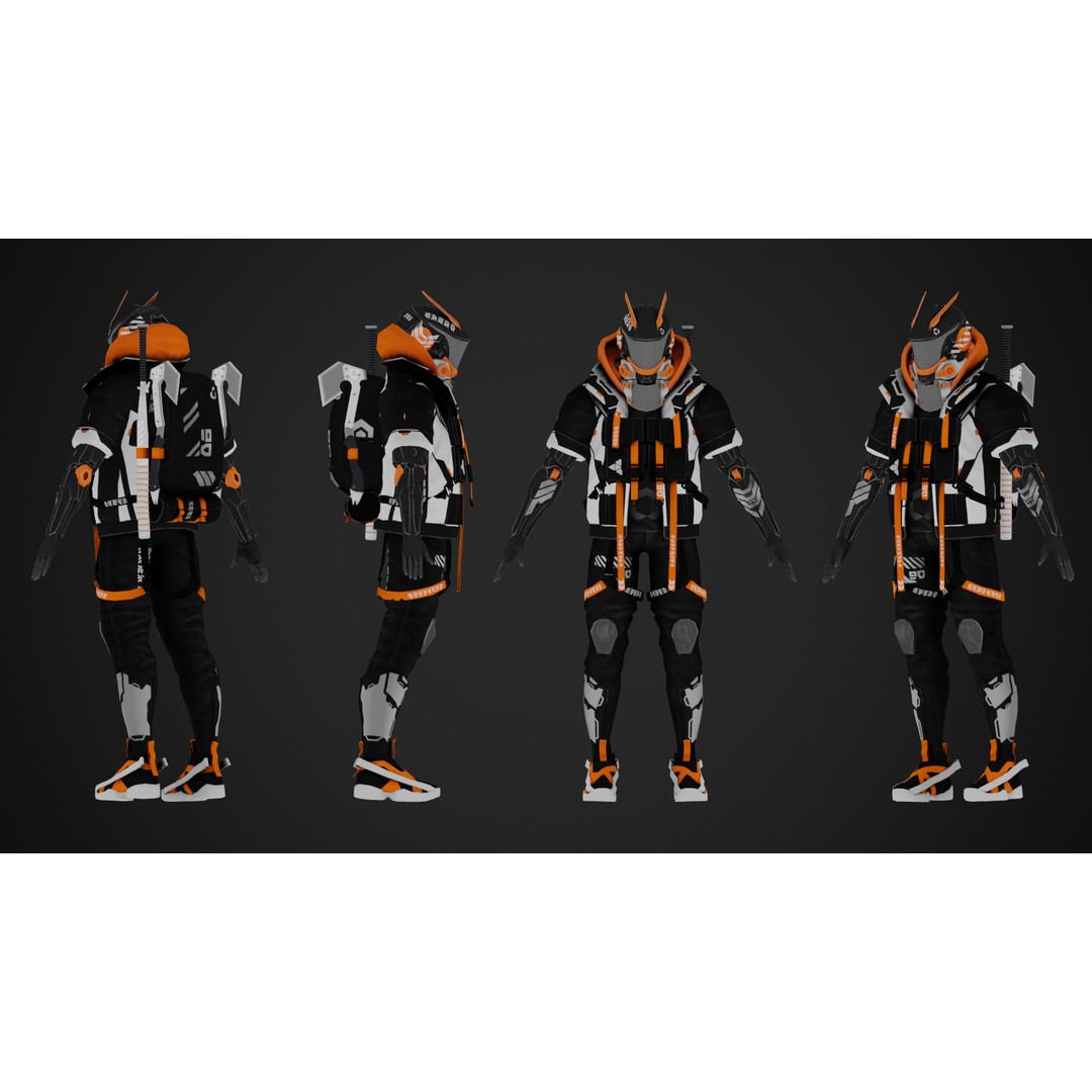 Cyberpunk Axion Robot 3D Model – Low Poly PBR Game Asset, FBX - View 17