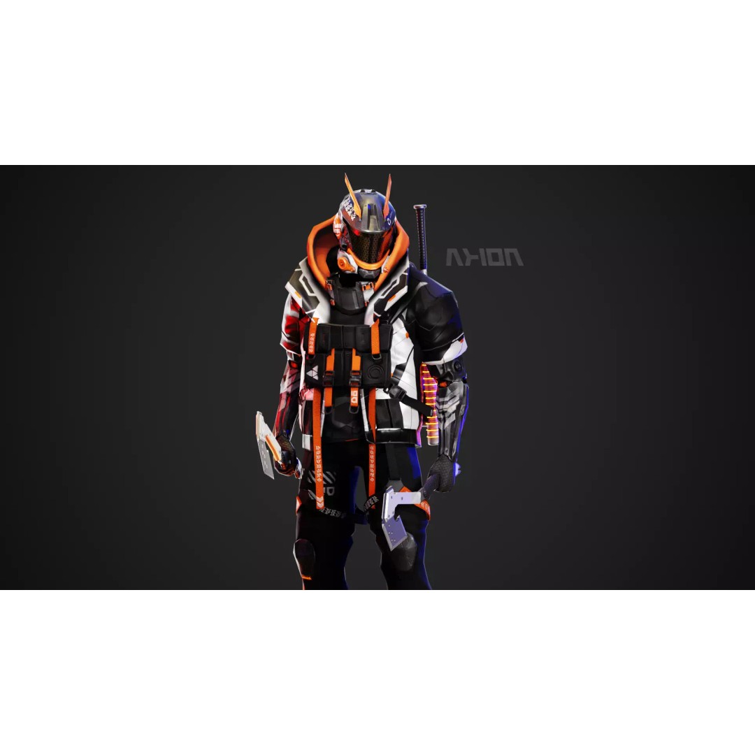 Cyberpunk Axion Robot 3D Model – Low Poly PBR Game Asset, FBX - View 3