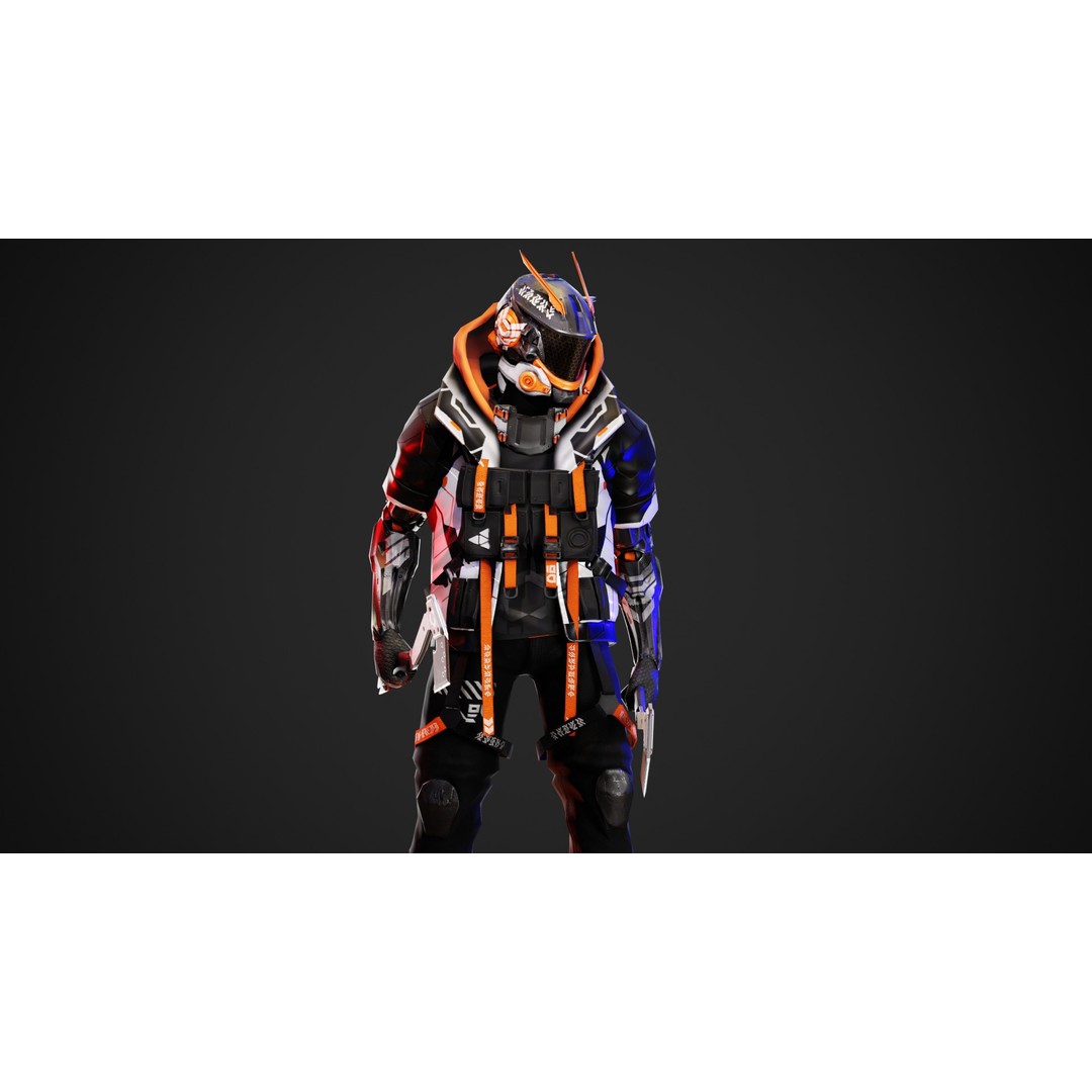 Cyberpunk Axion Robot 3D Model – Low Poly PBR Game Asset, FBX - View 4