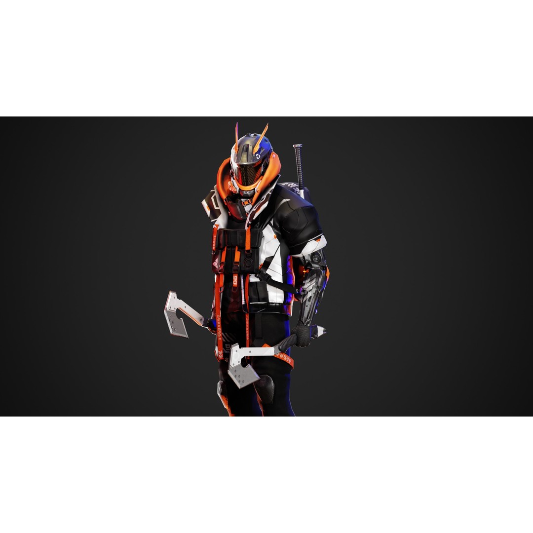 Cyberpunk Axion Robot 3D Model – Low Poly PBR Game Asset, FBX - View 5