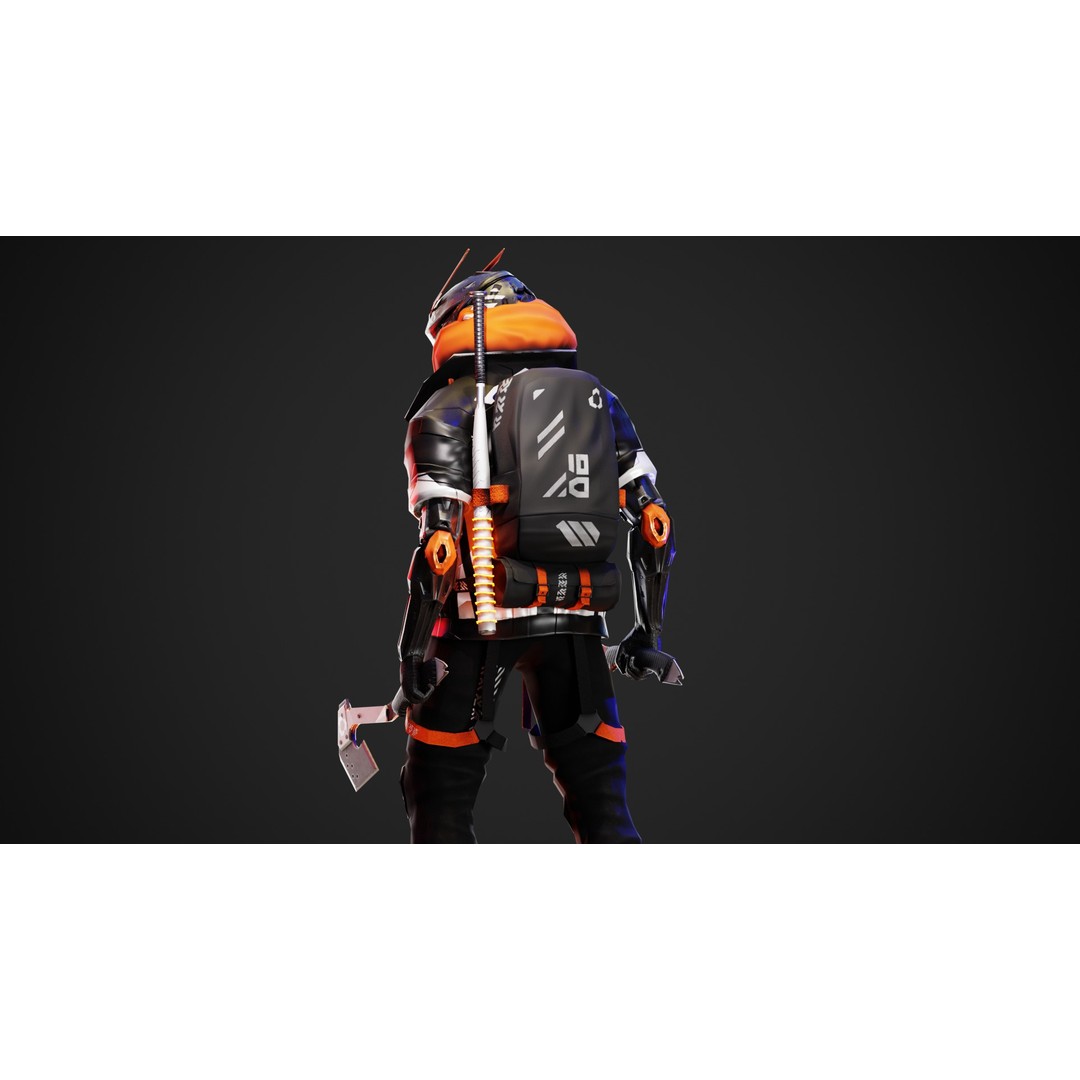 Cyberpunk Axion Robot 3D Model – Low Poly PBR Game Asset, FBX - View 8