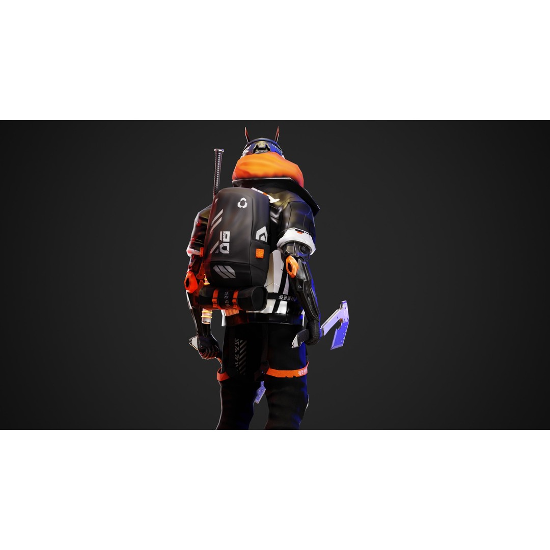 Cyberpunk Axion Robot 3D Model – Low Poly PBR Game Asset, FBX - View 9