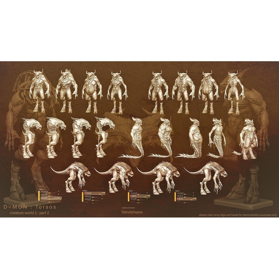 Demon Torsos 3D Model – High Poly Creature Assets, OBJ & Zbrush - View 13