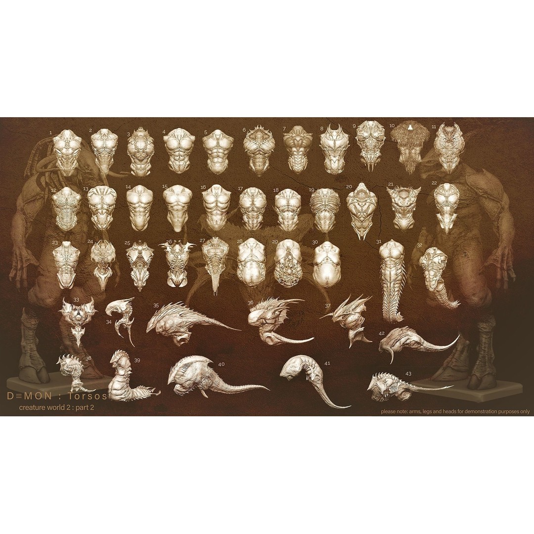 Demon Torsos 3D Model – High Poly Creature Assets, OBJ & Zbrush - View 15