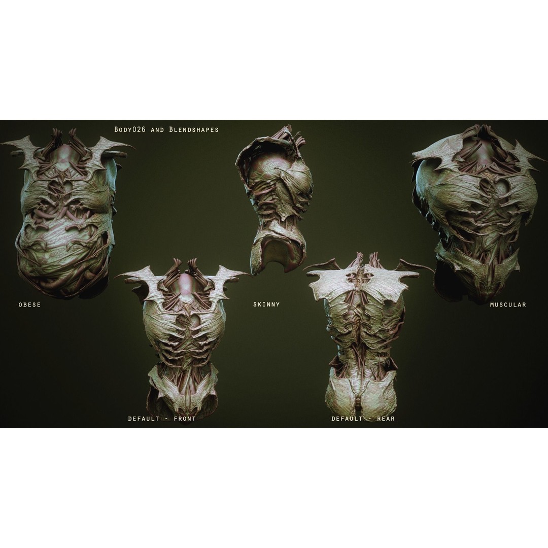 Demon Torsos 3D Model – High Poly Creature Assets, OBJ & Zbrush - View 37
