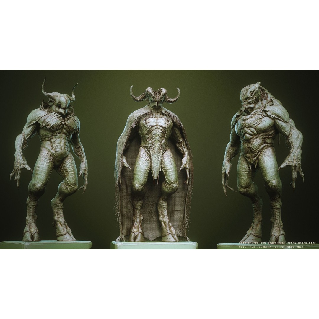 Demon Torsos 3D Model – High Poly Creature Assets, OBJ & Zbrush - View 4