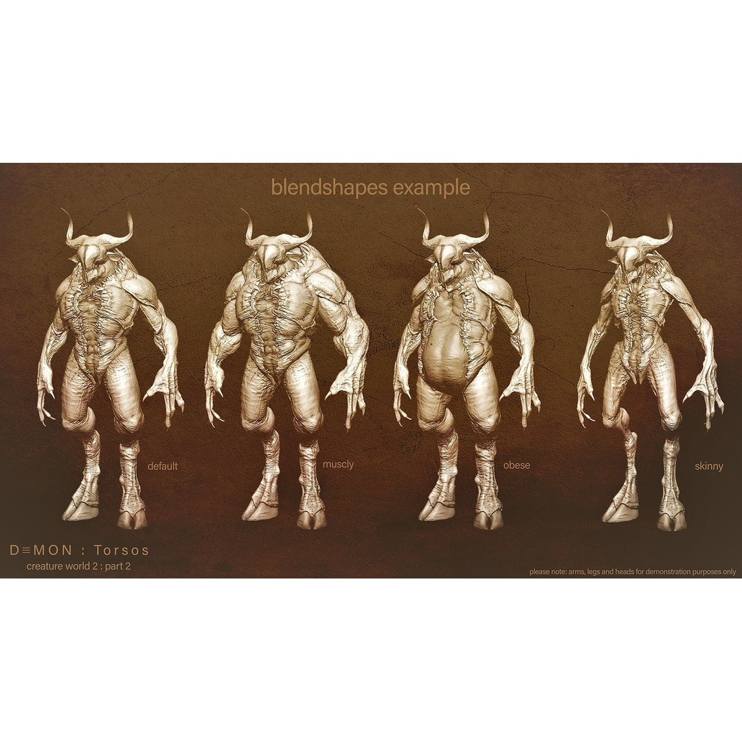 Demon Torsos 3D Model – High Poly Creature Assets, OBJ & Zbrush - View 5
