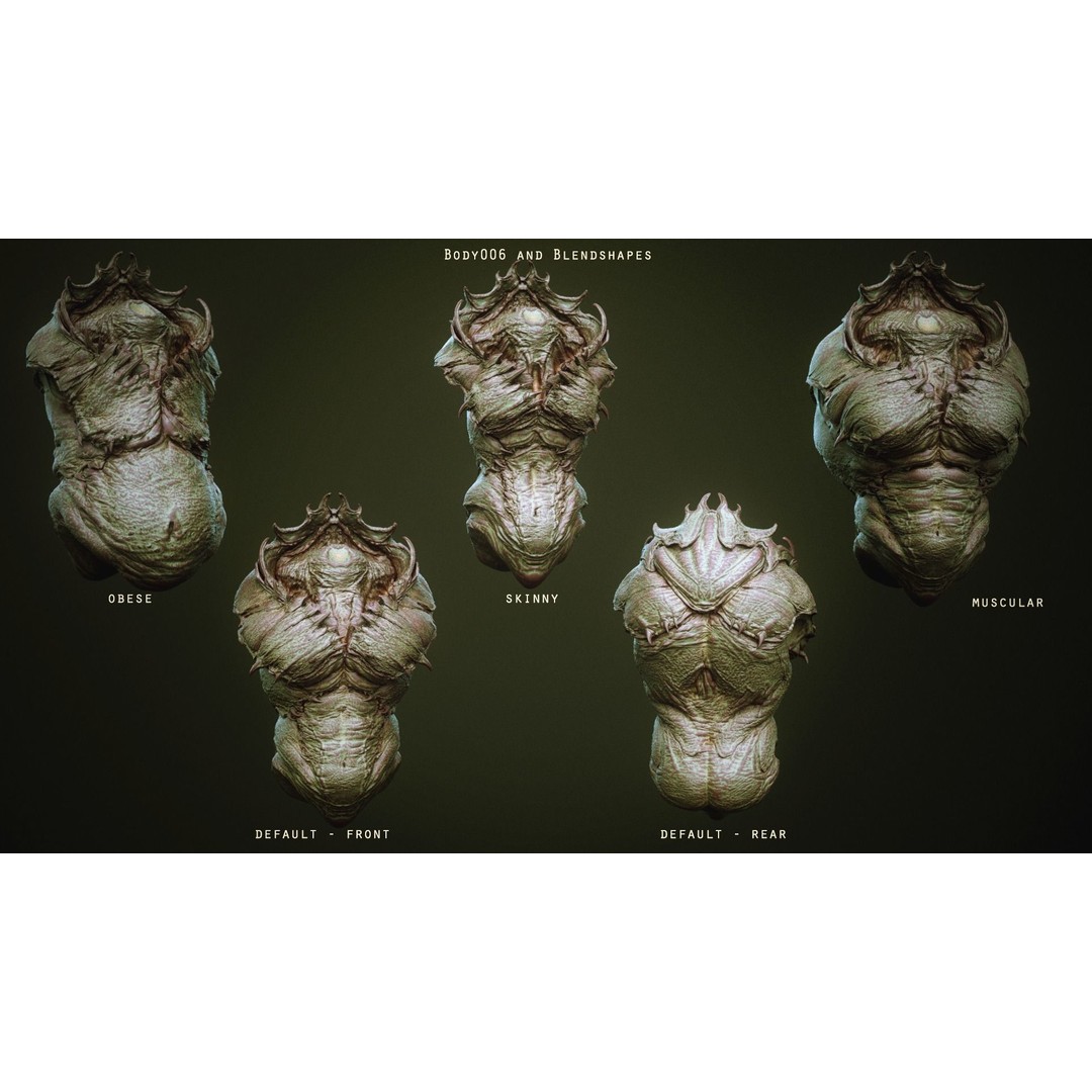 Demon Torsos 3D Model – High Poly Creature Assets, OBJ & Zbrush - View 9