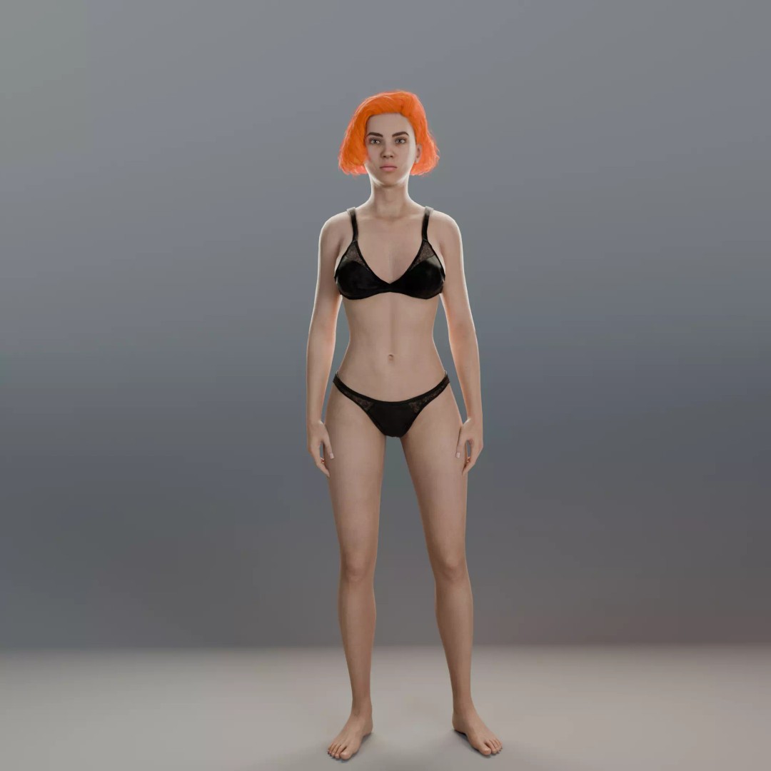 Diana 3D Model – Low Poly Female Character, Rigged FBX - View 3