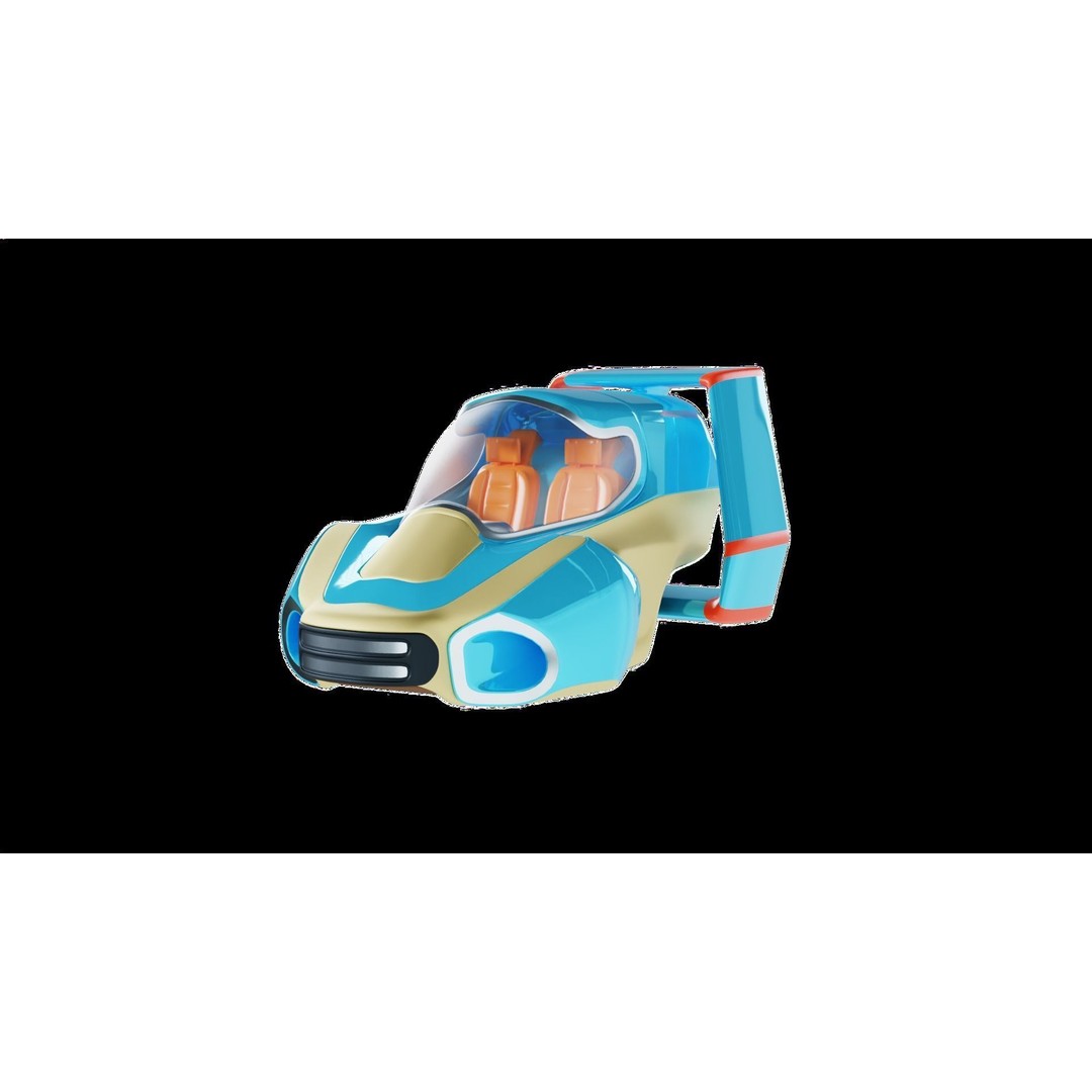 Stylized Flying Vehicle 3D Model – Low Poly Game Asset, FBX - View 15