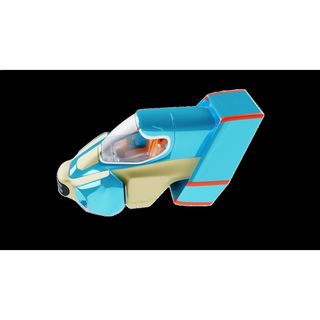 Stylized Flying Vehicle 3D Model – Low Poly Game Asset, FBX - View 16