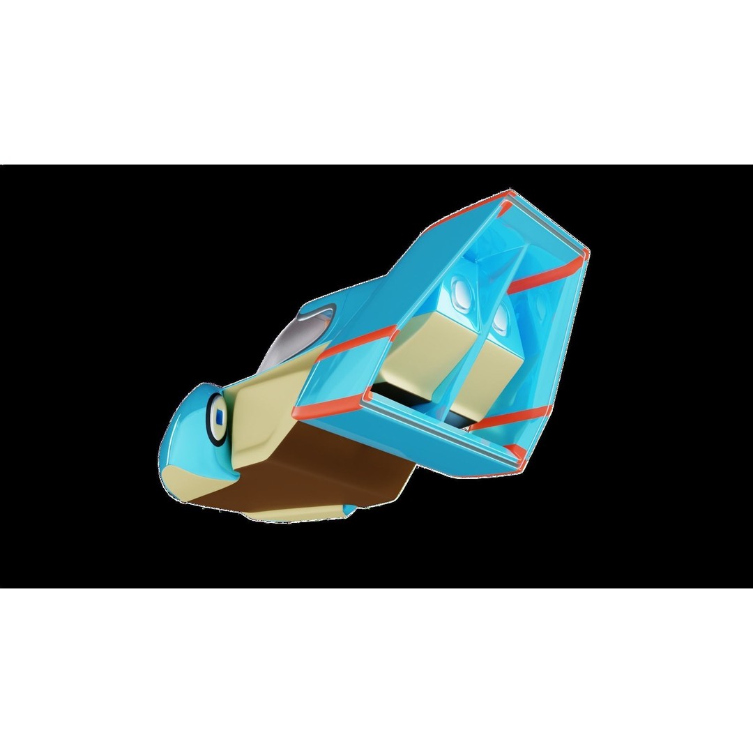 Stylized Flying Vehicle 3D Model – Low Poly Game Asset, FBX - View 17