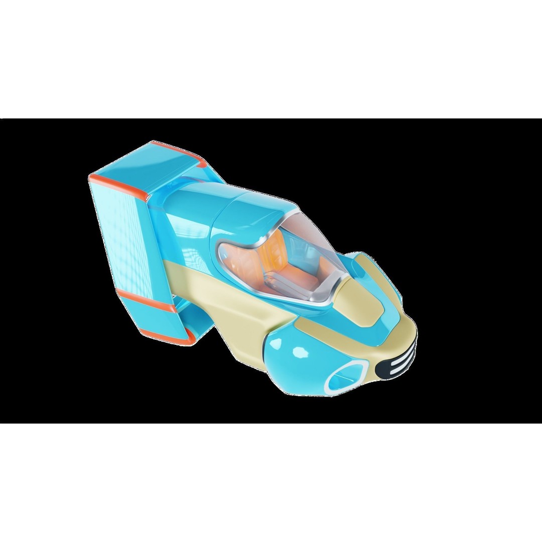 Stylized Flying Vehicle 3D Model – Low Poly Game Asset, FBX - View 18