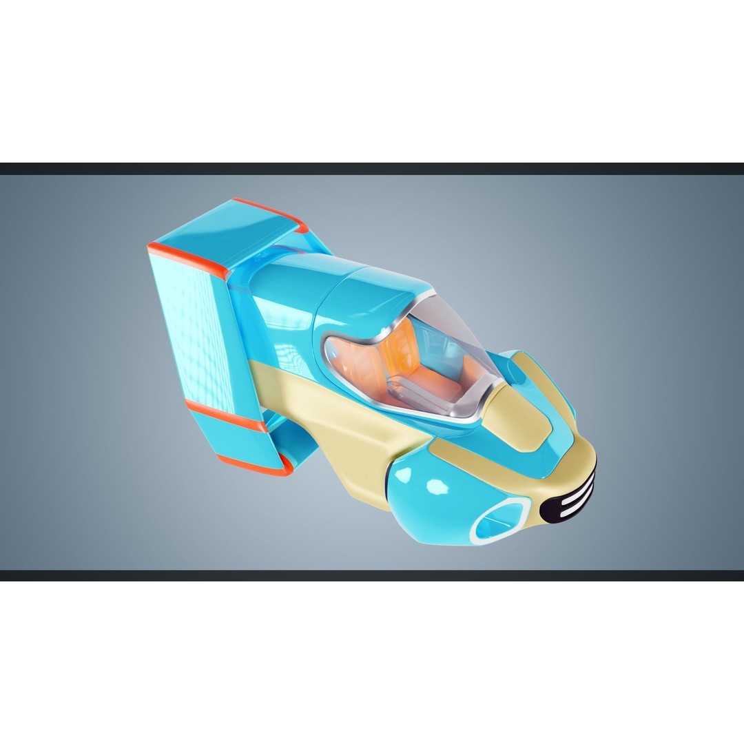 Stylized Flying Vehicle 3D Model – Low Poly Game Asset, FBX - View 3