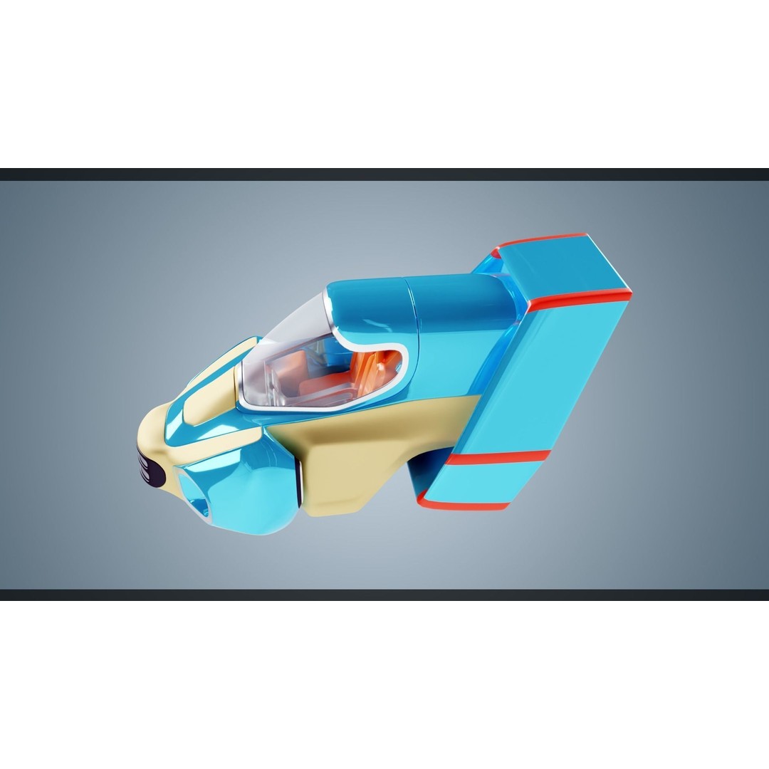 Stylized Flying Vehicle 3D Model – Low Poly Game Asset, FBX - View 4