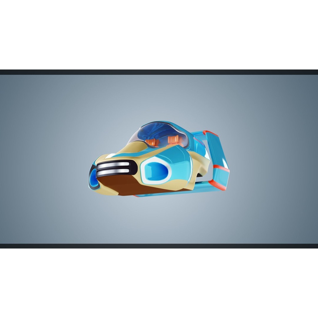Stylized Flying Vehicle 3D Model – Low Poly Game Asset, FBX - View 5