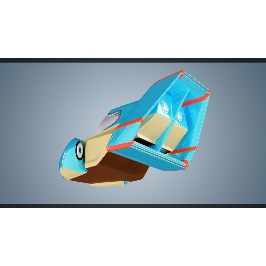 Stylized Flying Vehicle 3D Model – Low Poly Game Asset, FBX - View 7