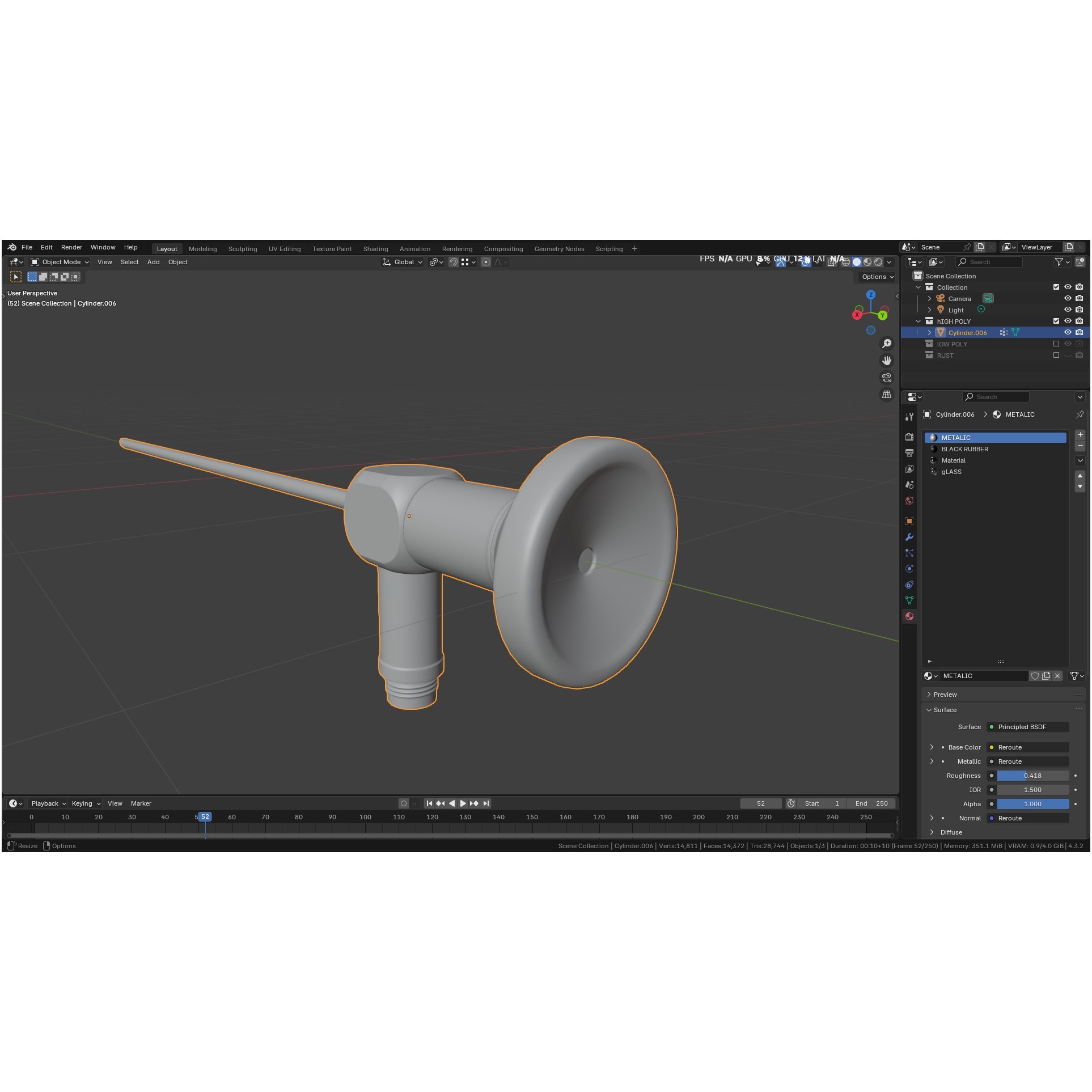Autoclavable Rigid Arthroscope - Low-Poly 3D Model - View 10