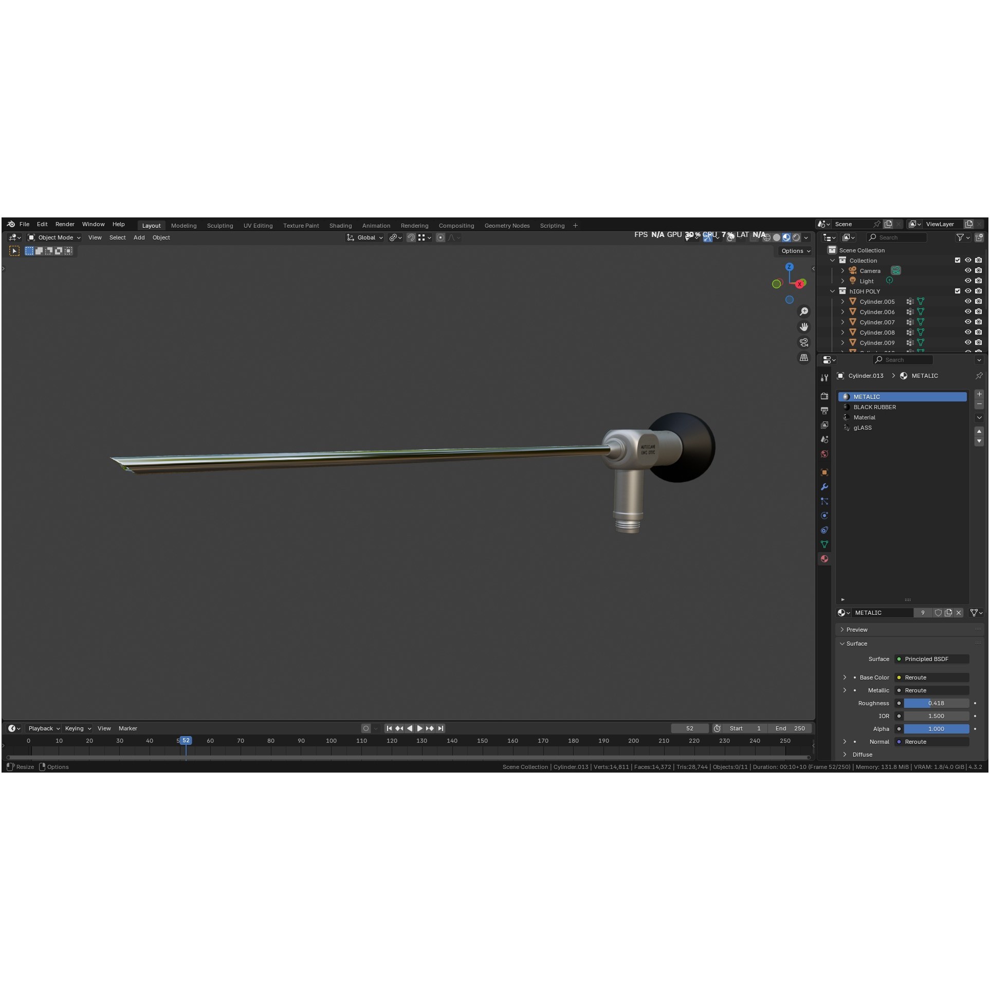 Autoclavable Rigid Arthroscope - Low-Poly 3D Model - View 46