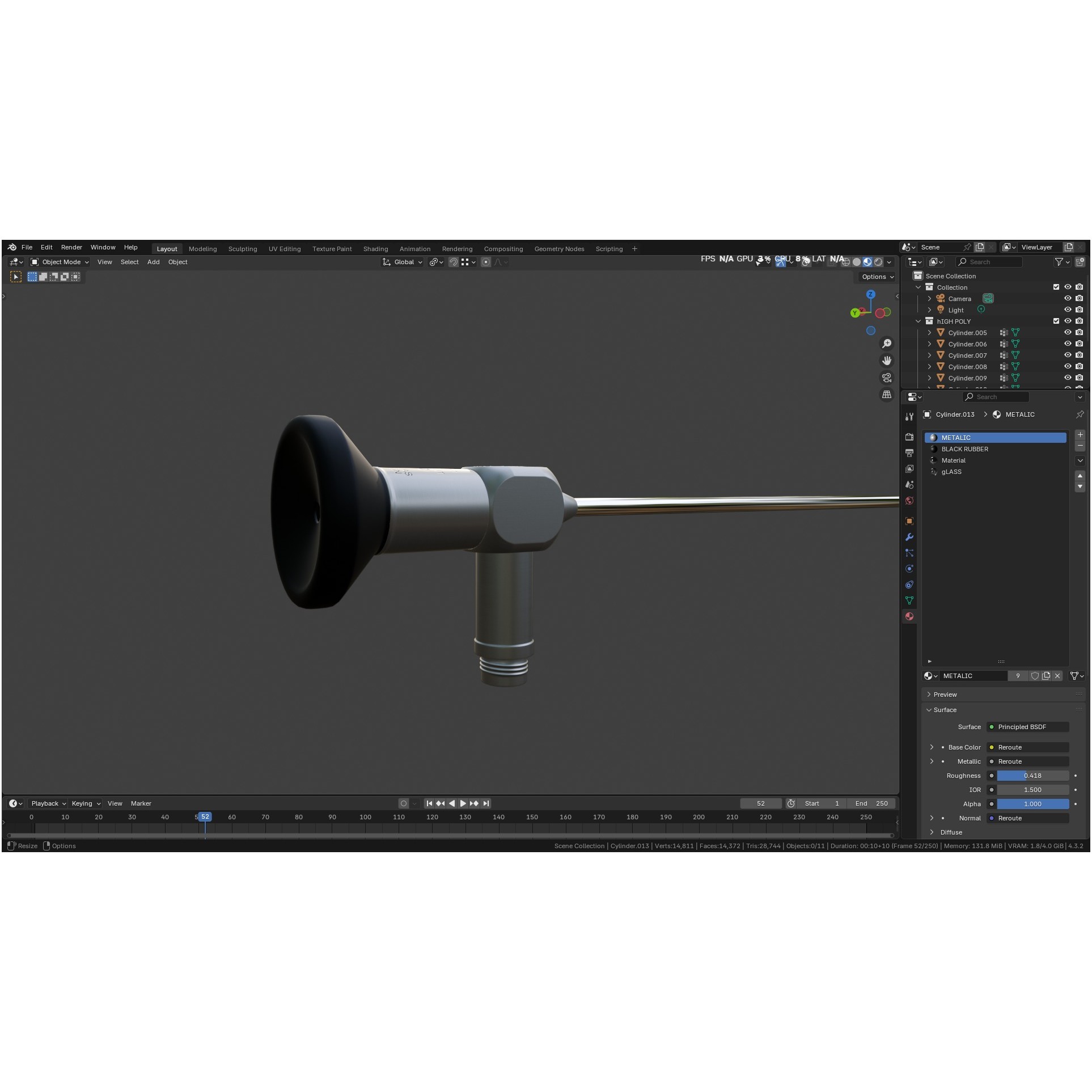 Autoclavable Rigid Arthroscope - Low-Poly 3D Model - View 48