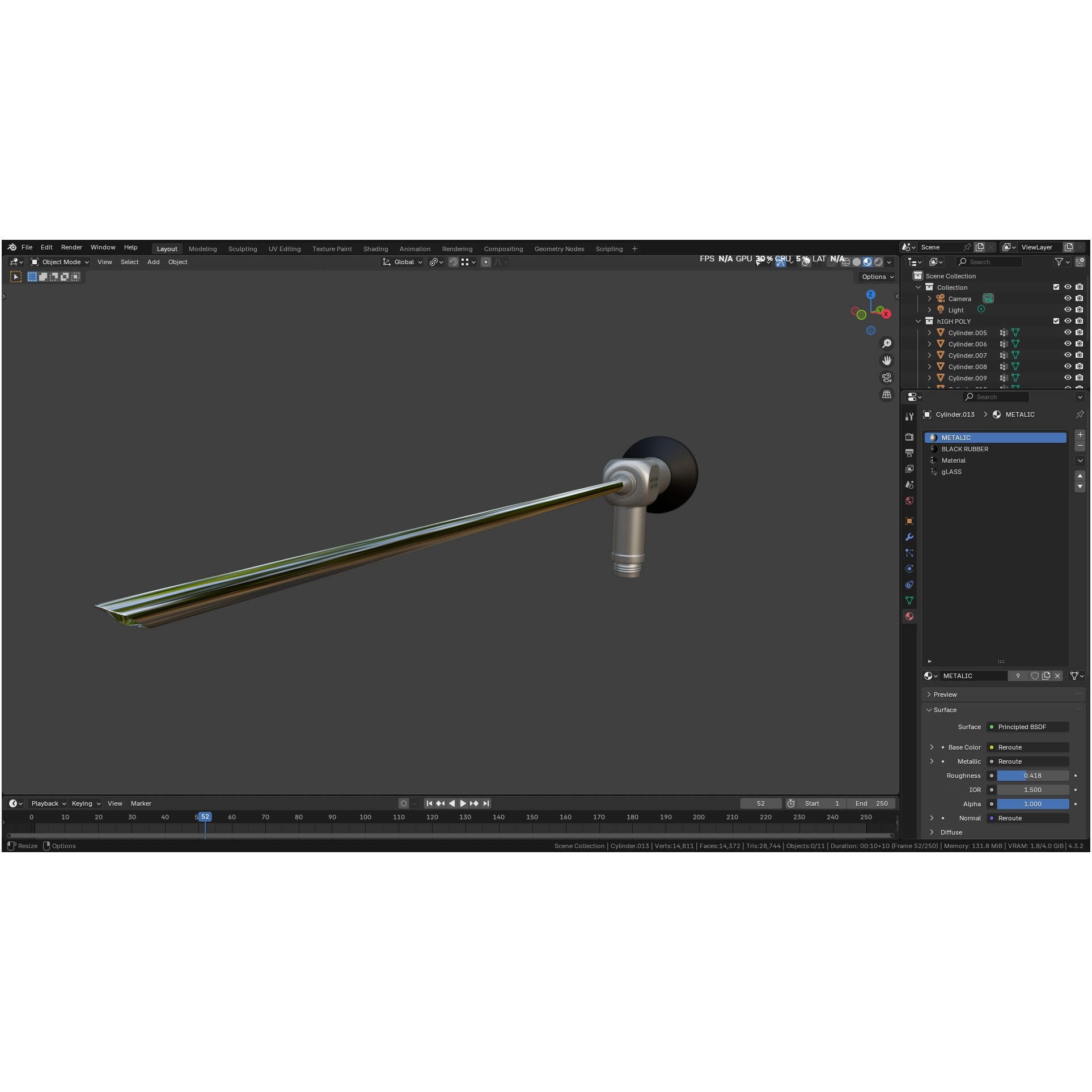 Autoclavable Rigid Arthroscope - Low-Poly 3D Model - View 5
