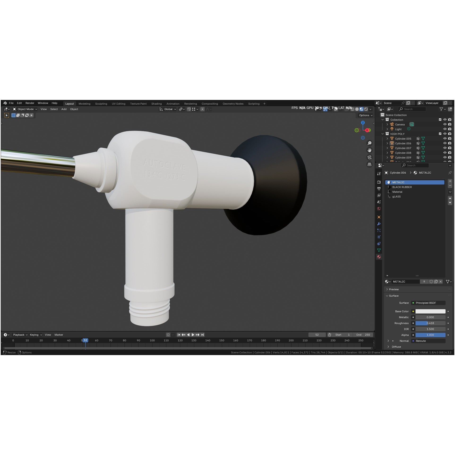 Autoclavable Rigid Arthroscope - Low-Poly 3D Model - View 50