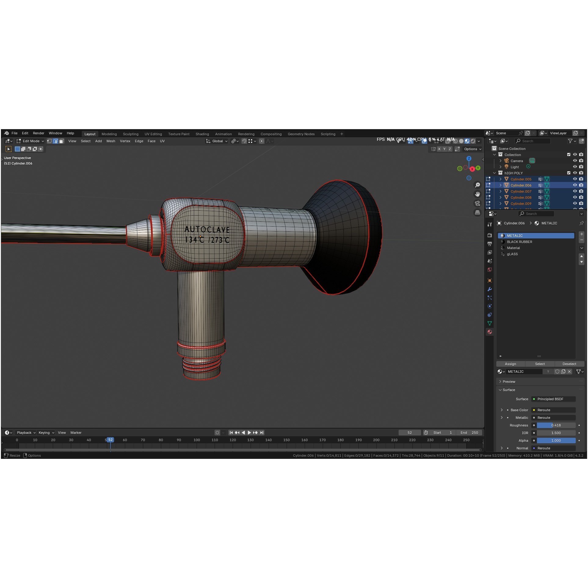 Autoclavable Rigid Arthroscope - Low-Poly 3D Model - View 52