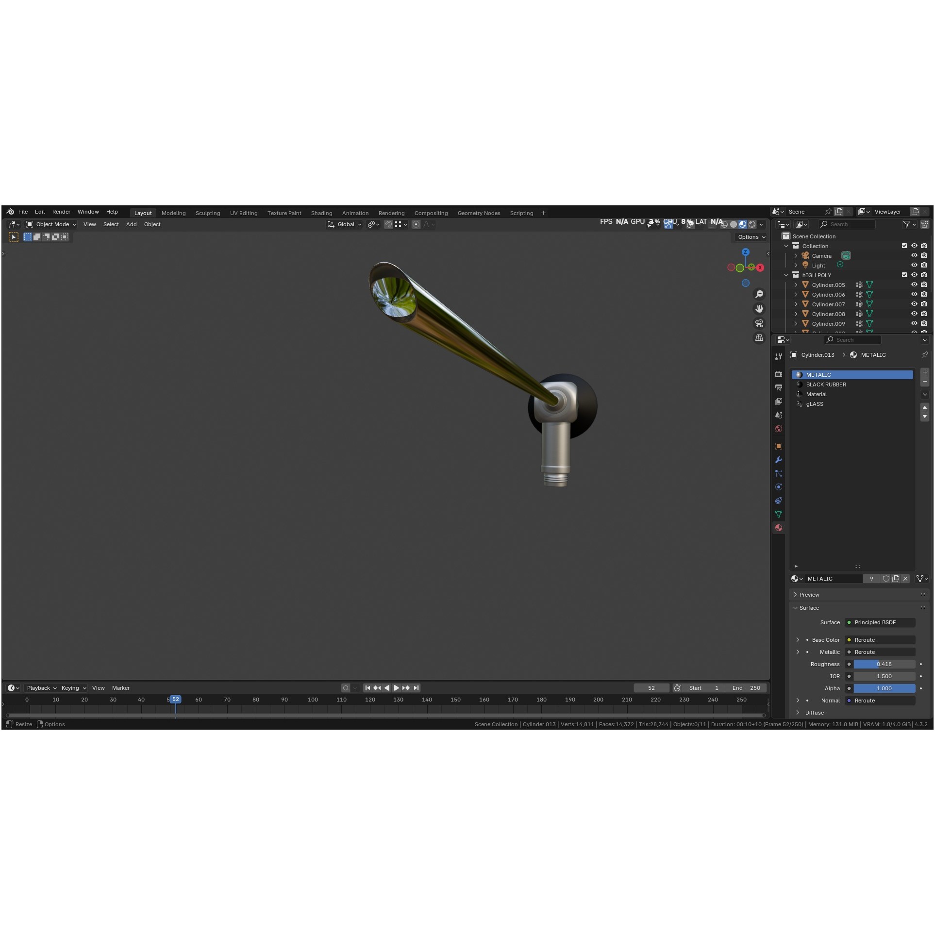 Autoclavable Rigid Arthroscope - Low-Poly 3D Model - View 6