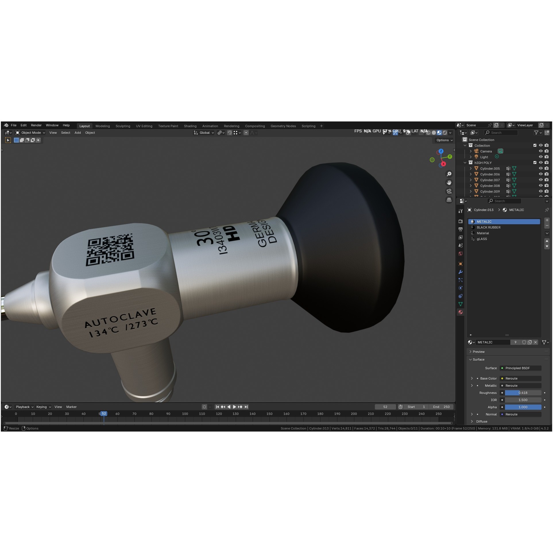 Autoclavable Rigid Arthroscope - Low-Poly 3D Model - View 8