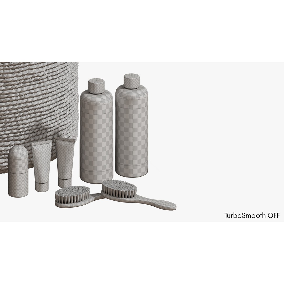 Bathroom Set 3D Model – PBR Interior Assets with Baskets and Skincare Products