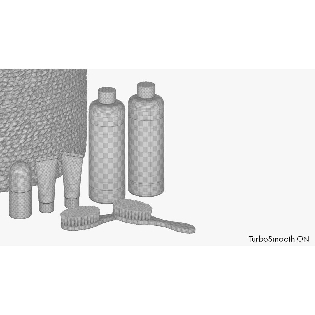 Bathroom Set 3D Model – PBR Interior Assets with Baskets and Skincare Products - View 9
