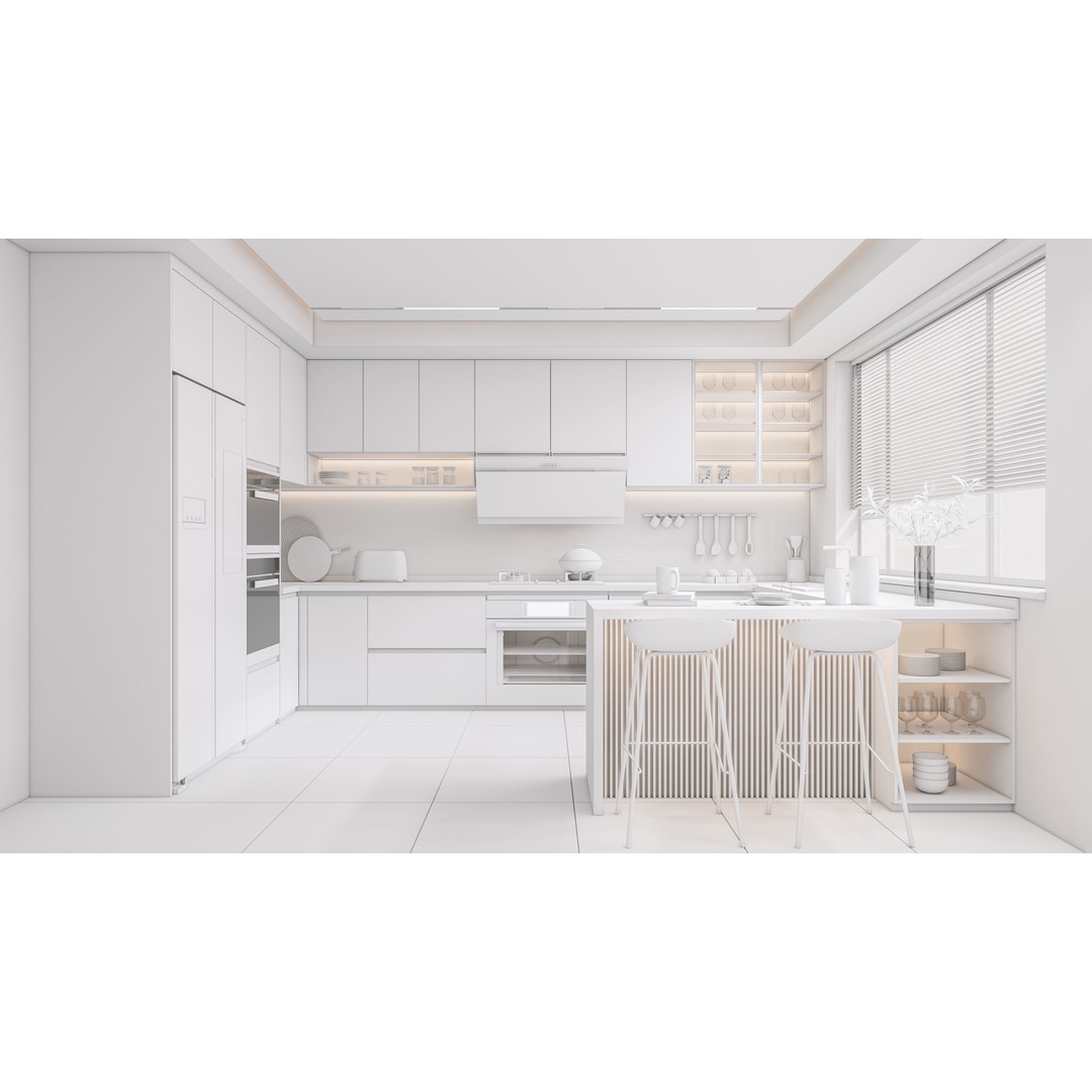 Kitchen 3D Model – Fully Parametric Resizable Scene, Blender, FBX