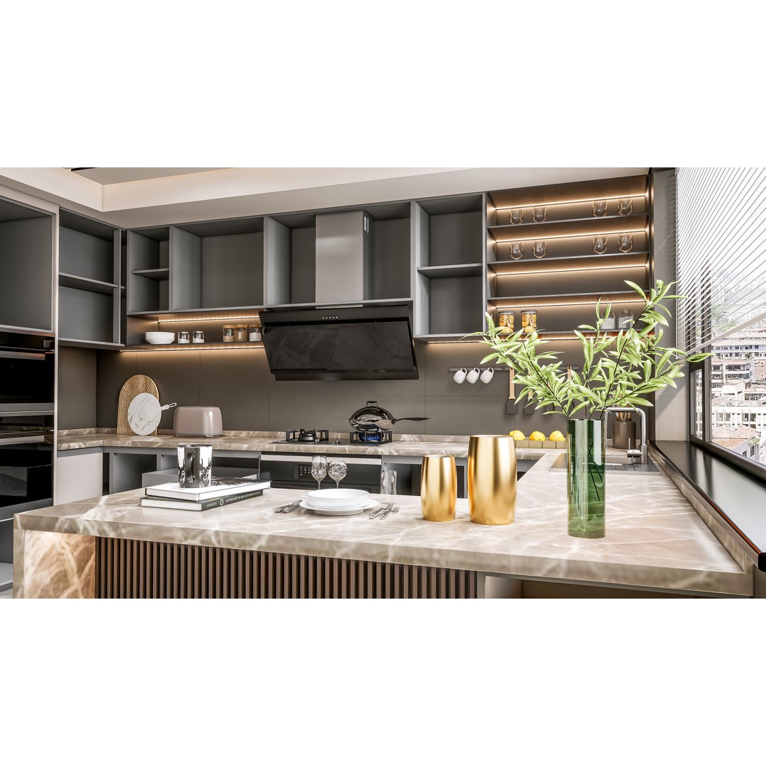 Kitchen 3D Model – Fully Parametric Resizable Scene, Blender, FBX - View 10
