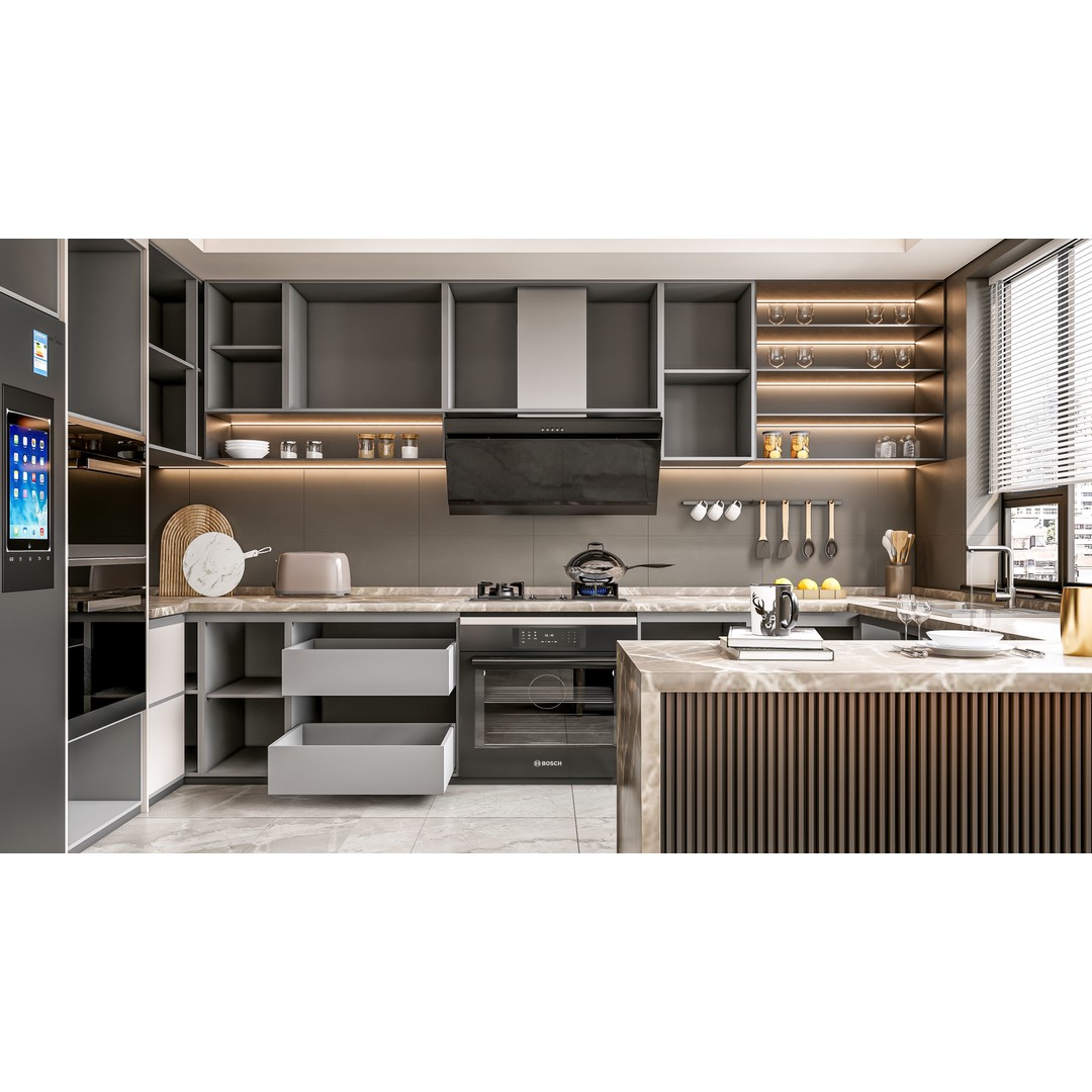 Kitchen 3D Model – Fully Parametric Resizable Scene, Blender, FBX - View 12