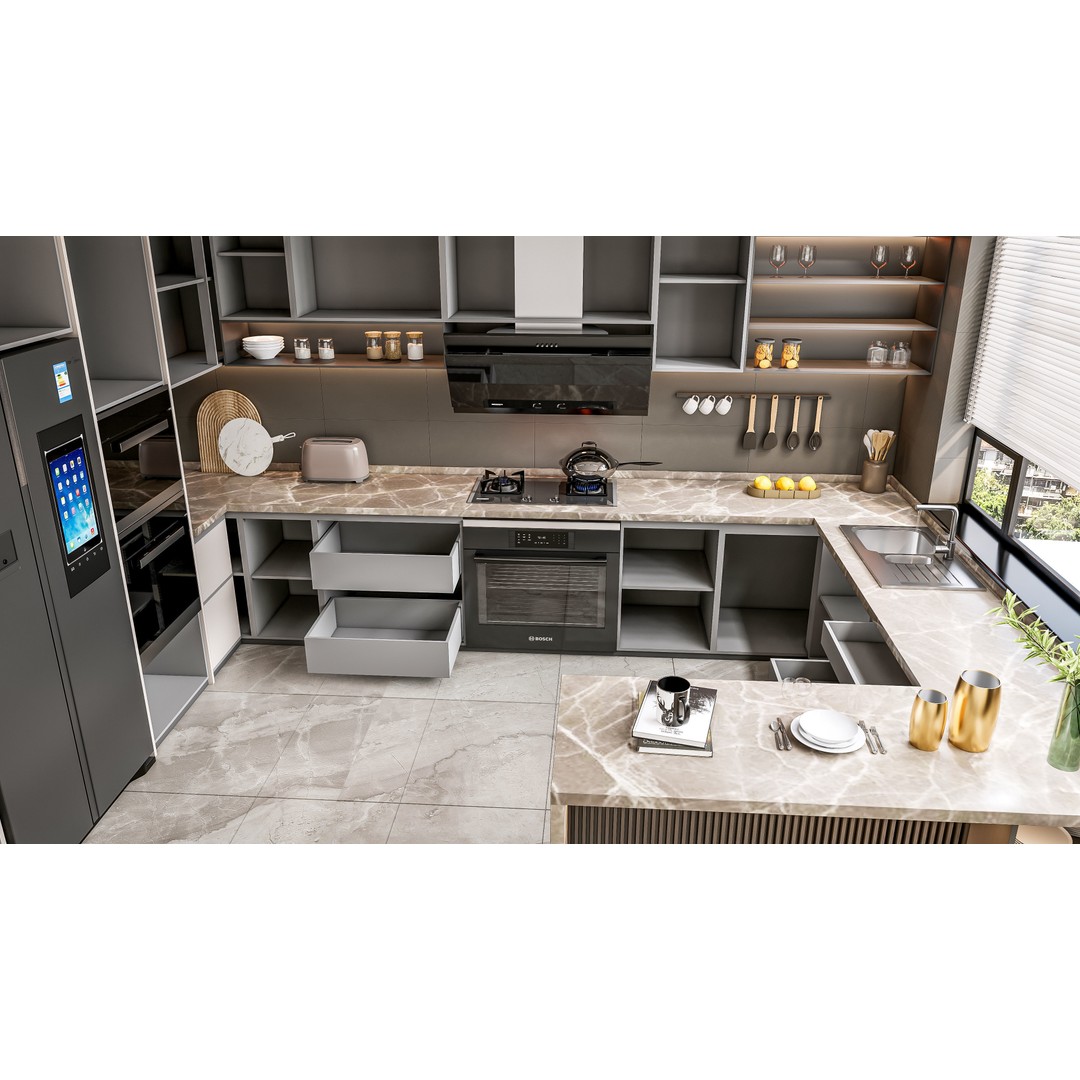 Kitchen 3D Model – Fully Parametric Resizable Scene, Blender, FBX - View 17