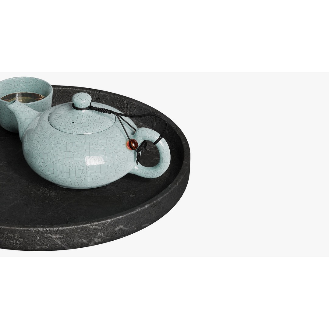 Japanese Tea Set 3D Model – Classic Design with PBR Textures, FBX, OBJ - View 5
