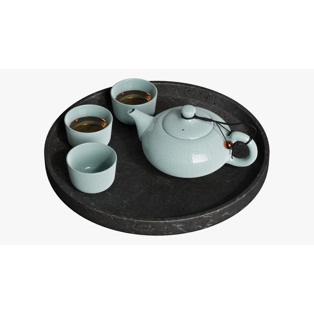 Japanese Tea Set 3D Model – Classic Design with PBR Textures, FBX, OBJ - View 6