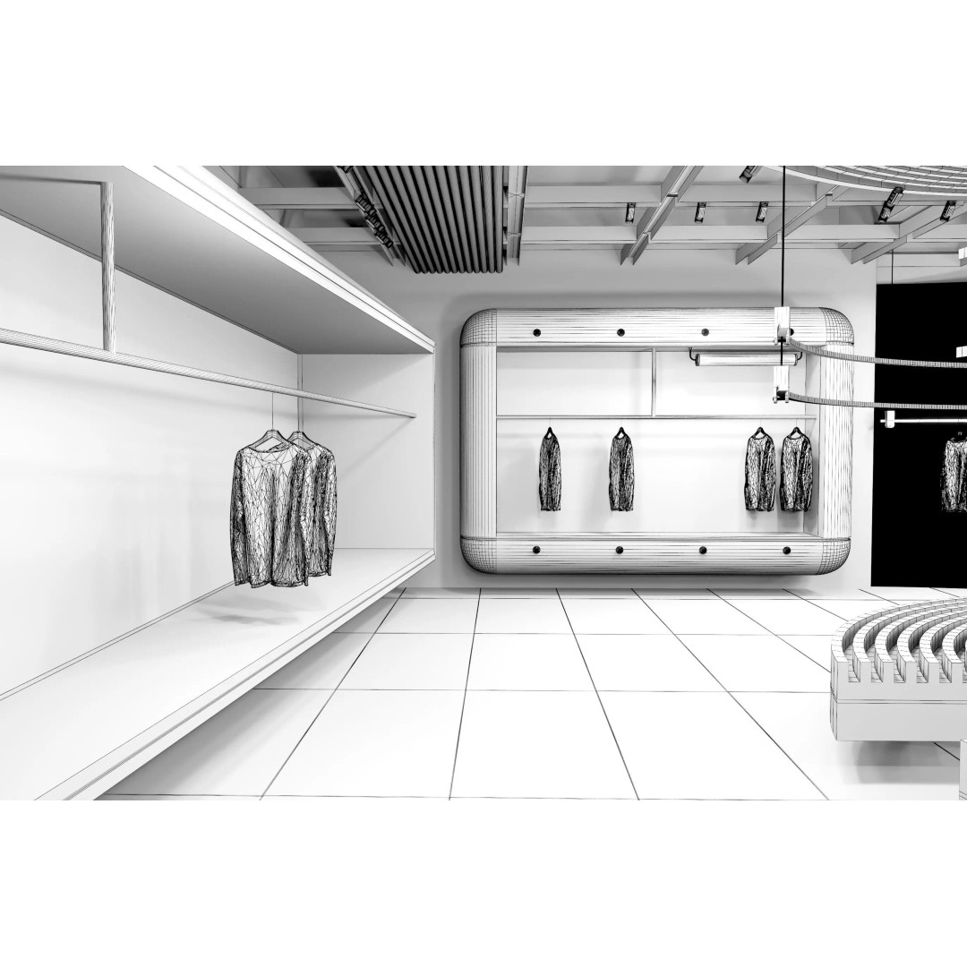 Clothing Store 3D Model – Low Poly Interior Asset, FBX, OBJ