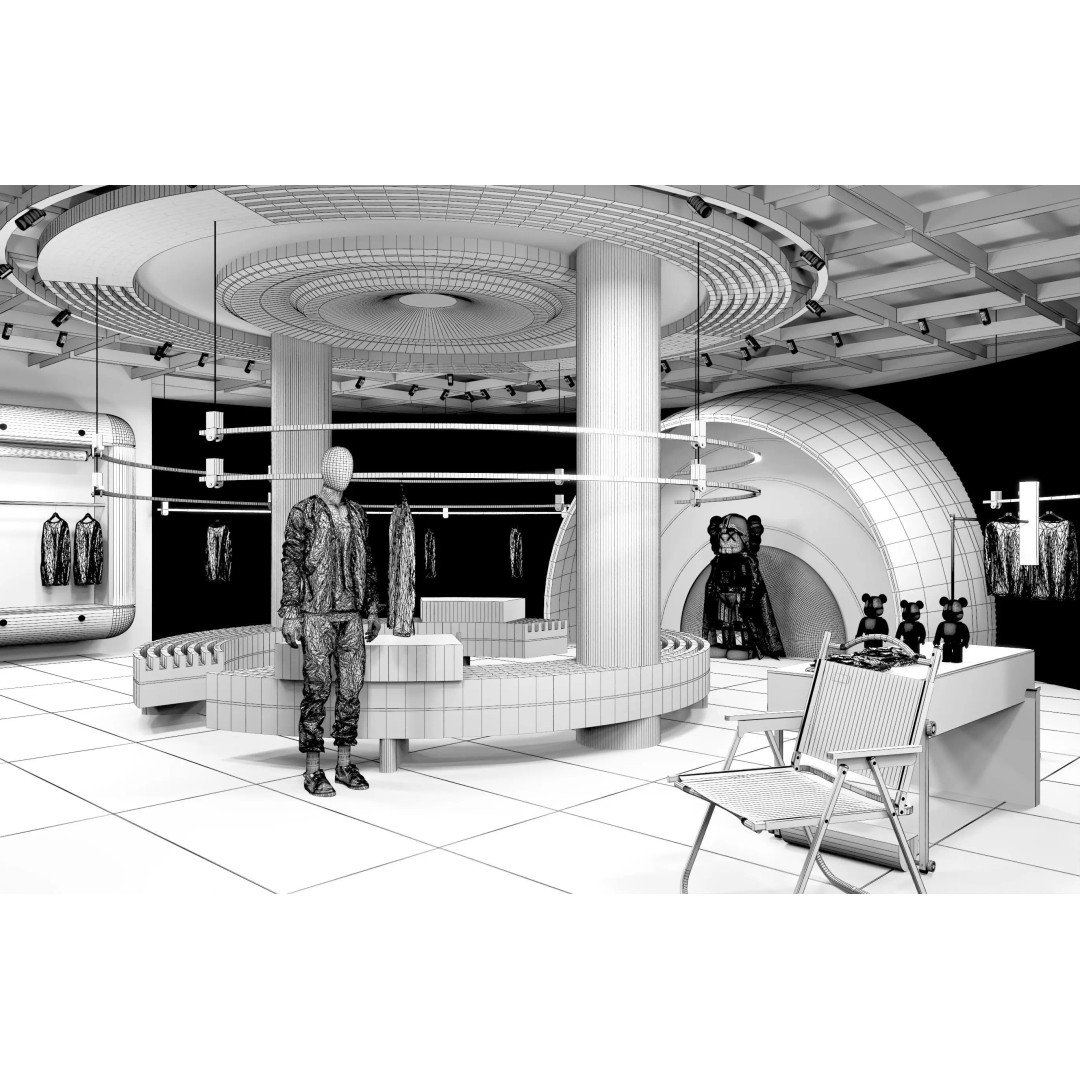 Clothing Store 3D Model – Low Poly Interior Asset, FBX, OBJ - View 12