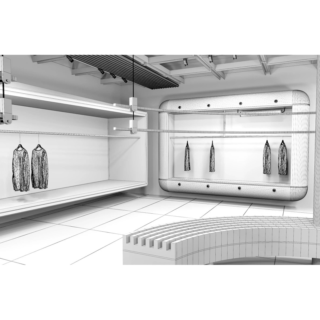 Clothing Store 3D Model – Low Poly Interior Asset, FBX, OBJ - View 16