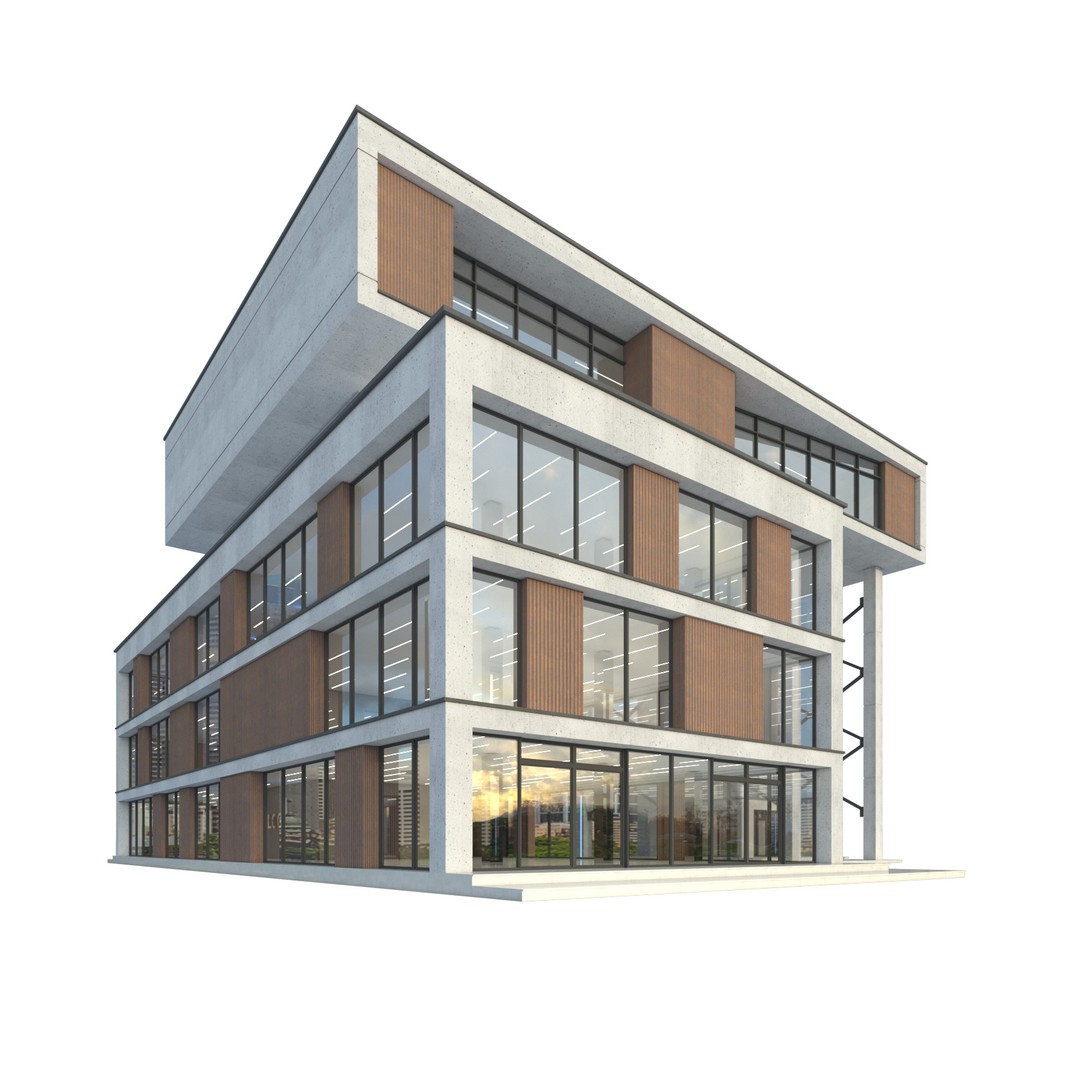 Modern Commercial Building 3D Model – Low Poly Exterior Asset, FBX - View 16