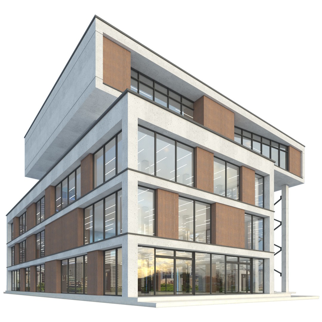 Modern Commercial Building 3D Model – Low Poly Exterior Asset, FBX - View 5