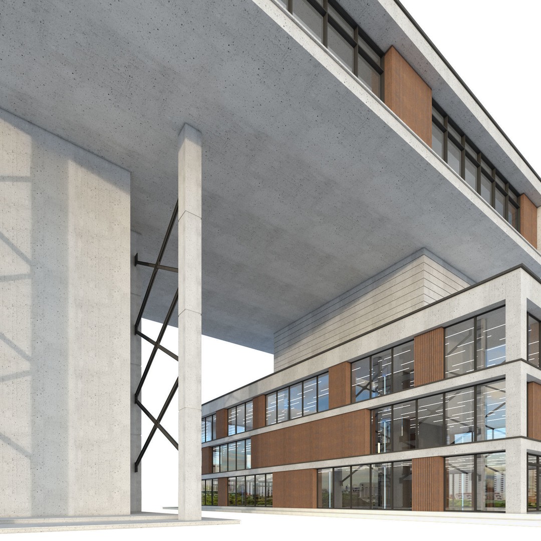 Modern Commercial Building 3D Model – Low Poly Exterior Asset, FBX - View 7