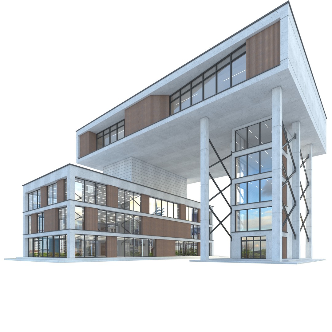 Modern Commercial Building 3D Model – Low Poly Exterior Asset, FBX - View 8
